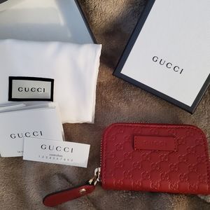 Gucci Microguccissima Red Leather Money Wallet